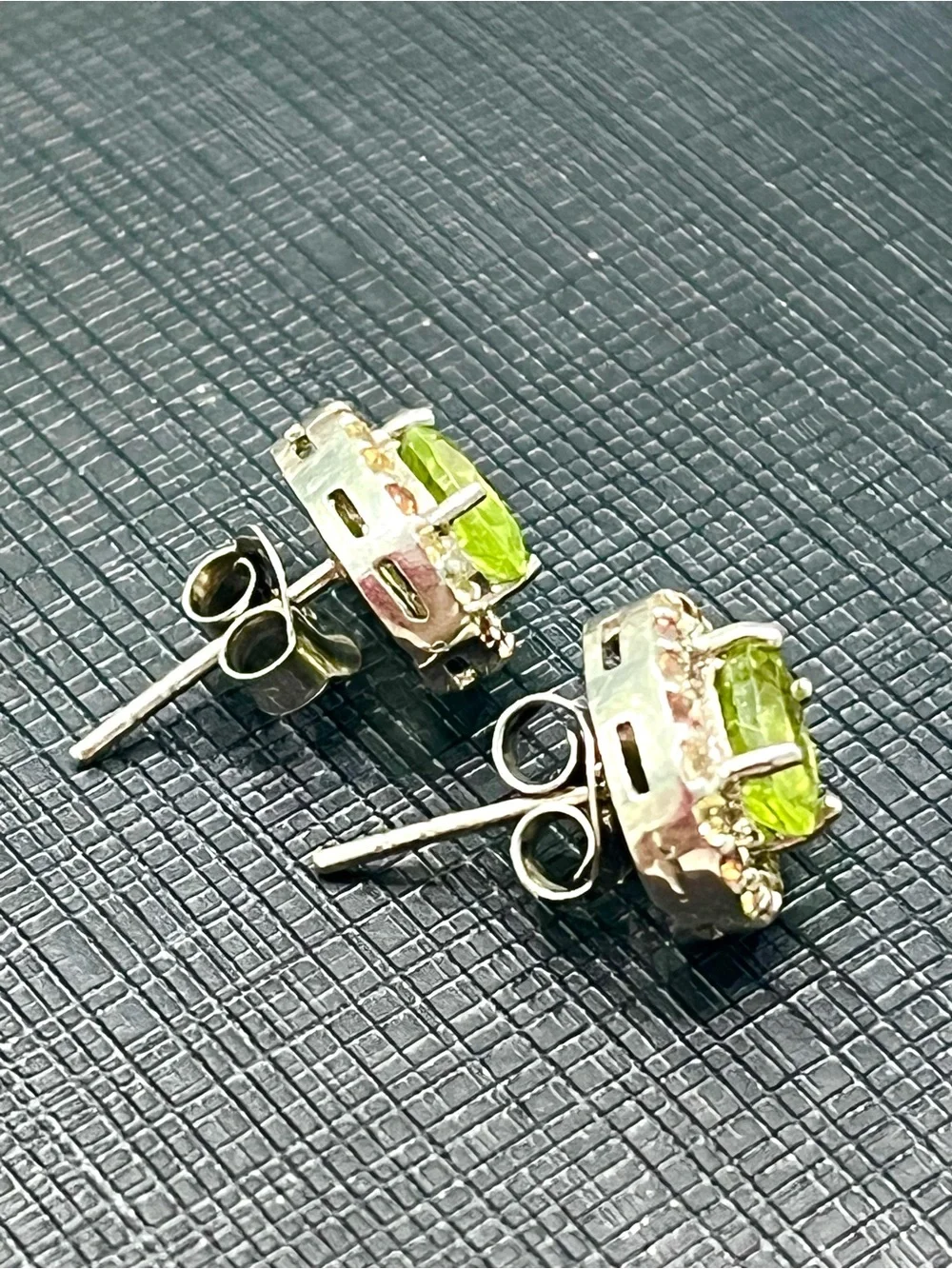 Sapphire 1.5ct Peridot 14KGP Earrings - Picture 3 of 6